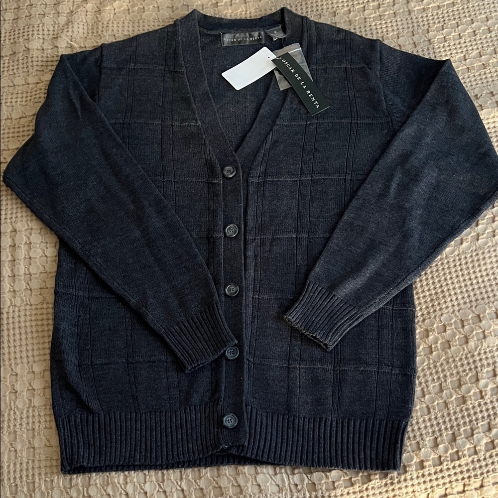 Oscar de la Renta Charcoal Cardigan Sweater